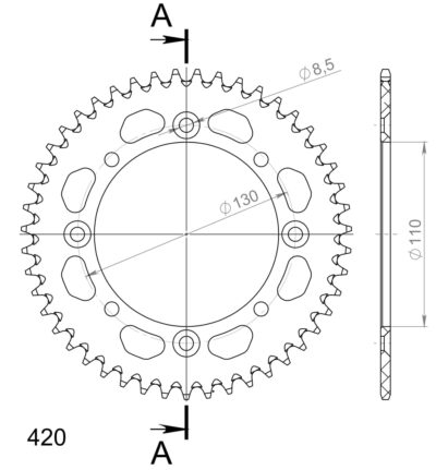 Couronne aluminium 47 dents Kawasaki KX65 - Supersprox (AH107X47)