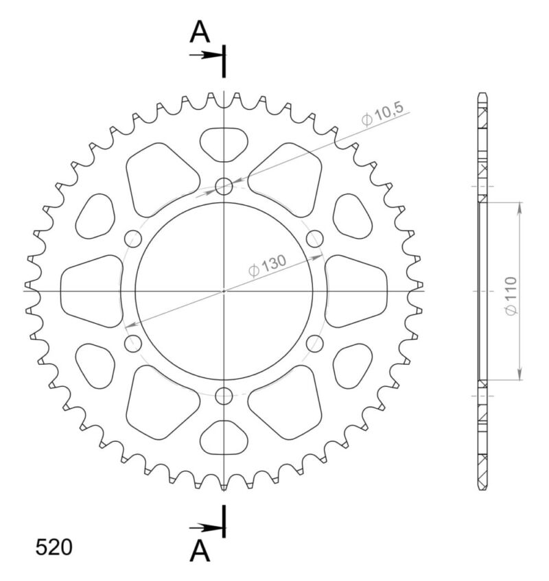 Couronne aluminium 47 dents Yamaha YZF1000 R1 RN22 (2009-2014) – Supersprox AD812X47