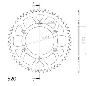 Couronne aluminium 520 50 dents – Beta 350RR Enduro (2013–2024), Honda CRF/CR – Supersprox AB212X50