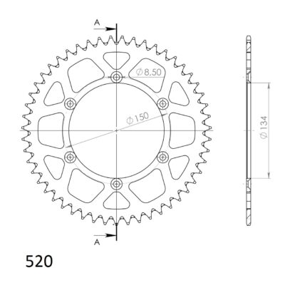 Couronne aluminium 52 dents - Supersprox (AH206X52)