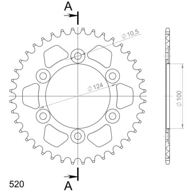 Couronne aluminium Pas 520 - 40 dents Ducati 750 Sport ZDM750S - Supersprox (AM60240)