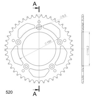 Couronne aluminium 45 dents Pas 520 Supersprox AJ30645 – KTM / Husqvarna / Honda