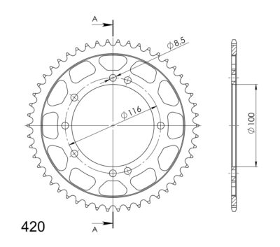 Couronne JTR461-50 Kawasaki KX85 (17''/14'') 420 KX085A - Supersprox