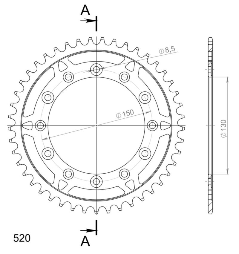 Couronne acier 45 dents – Supersprox RFE-245/2:45-BLK JTR245/2-45 | Réf. 50-32001-45