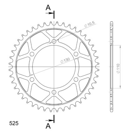 Couronne RFE-480:44-BLK # JTR1876-44 # 50-29037-44 (44 dents) Suzuki GSX-S 1000 F ABS L5 DG1144G;DG2144G - Supersprox