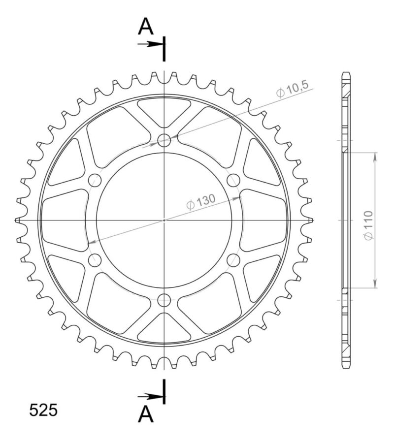 Couronne acier Yamaha Ténéré 700 (2018-2023) – Supersprox RFE-480:46-BLK 46 dents