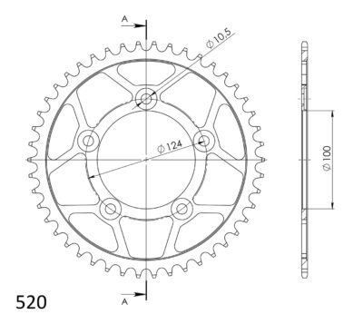 Couronne RFE-743:46-BLK # 50-32152-46 # JTR746-46 (46 dents) Ducati 797 Monster - Supersprox