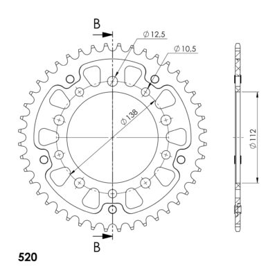 Couronne SPX STEALTH -1303:43(1316) GOLD (43 dents) Honda NC700 S /SA ABS C RC61 - Supersprox