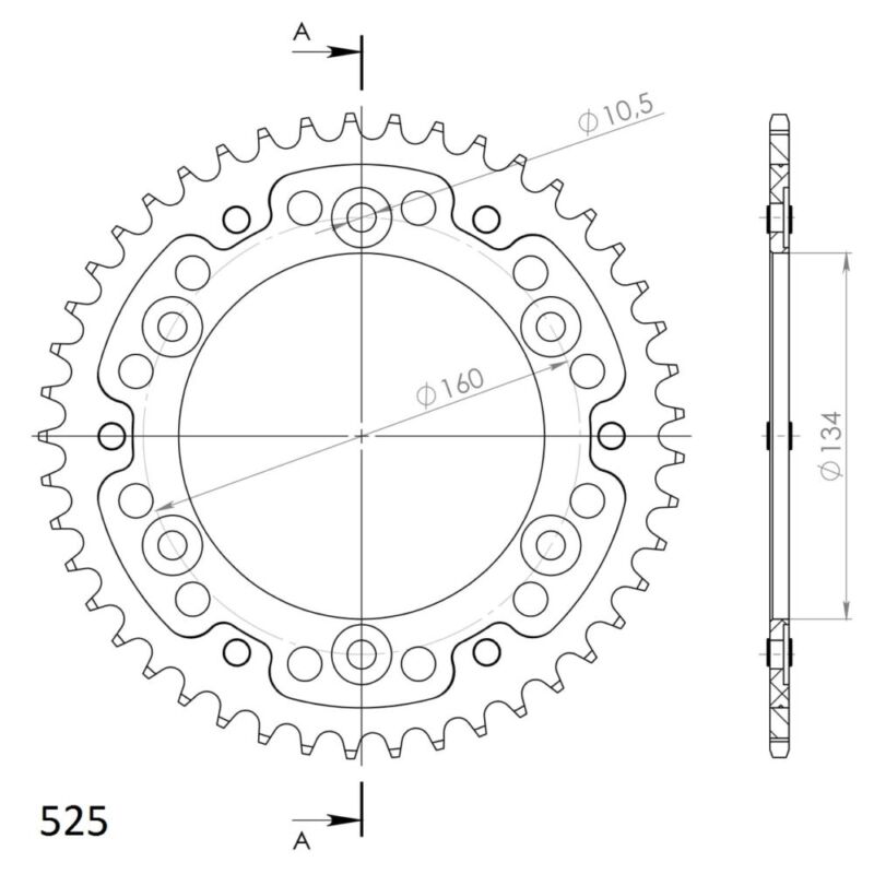 Couronne 44 dents – Compatible SPX STEALTH réf. 1307:44-GOLD – Supersprox