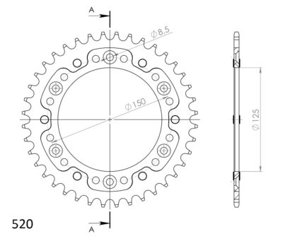 Couronne SPX STEALTH 990:41-GLD (41 dents) KTM Duke 790 - Supersprox