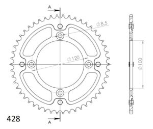 Couronne 51 dents Yamaha YZ85 LW 2019-2024 – Supersprox SPX Stealth 998:51 BLEU