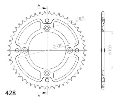 Couronne SPX STEALTH 998:51 BLEU (51 dents) Yamaha YZ85 LW (19''/16'') B0G1 - Supersprox