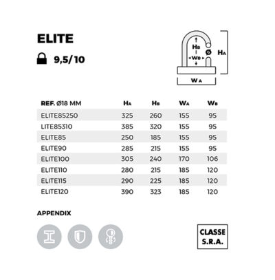 ELITE 85 - Antivol U SRA Diam 18 mm - France Antivol