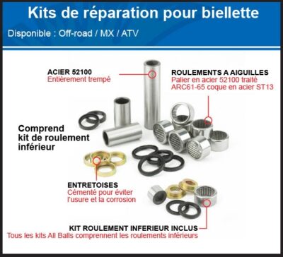 Kit réparation de biellettes 27-1001 Yamaha YZ80 A 3ML - All Balls Racing