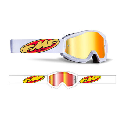 Masque moto cross POWERCORE Core White - Ecran Miroir Red  - FMF