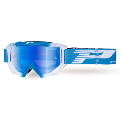 Masque moto cross VENOM Mirror Two 3200 Bleu Clair/Blanc - Progrip