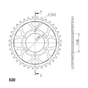Couronne acier 36 dents – Pas 520 – Supersprox CA33836 – compatible selon modèle