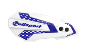 Protèges mains moto tout-terrain MX Flow BLANC/BLEU – POLISPORT – Double fixation – 0.158 kg