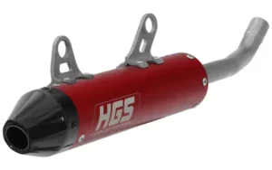 Silencieux HGS Oval 2T Rouge embout carbone – GasGas MC250/300, KTM SX, Husqvarna TC 250/300 (2023-2026)