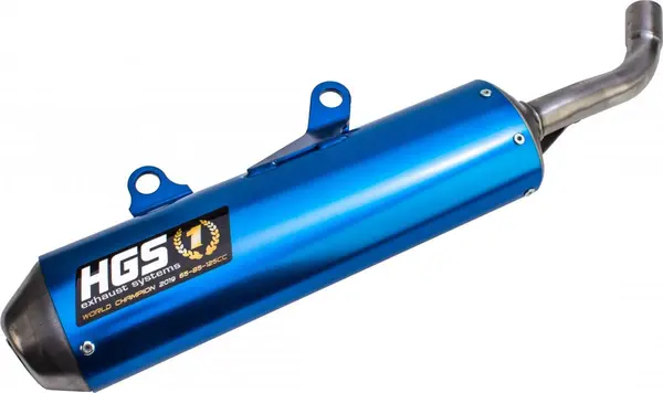 Silencieux HGS Oval 2T – Yamaha YZ250 2002-2024 / Fantic XX250 2020-2025 – Bleu, embout Acier