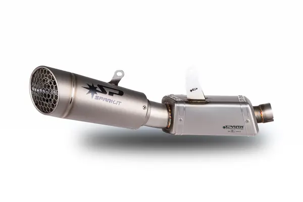 Silencieux Slip-On Spark GRID-O Titane – Triumph Street Triple 660/765 (2017-2020) – Ligne échappement 3/4